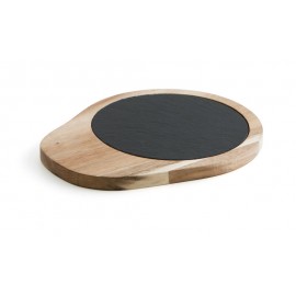 Tala de presentacion de pizarra y madera redonda