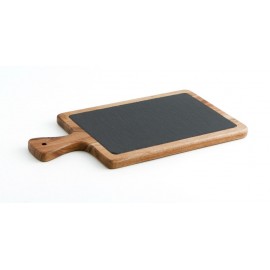 Tabla de presentación de madera con pizarra 34x18cm