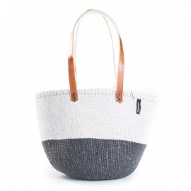 Bolso m -mifuko- color blanco con gris y asas