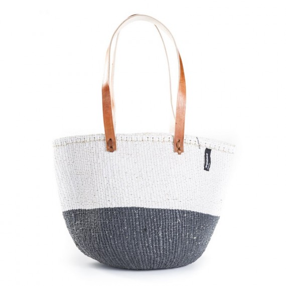 Bolso m -mifuko- color blanco con gris y asas