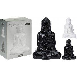 Budha porcelana en color negro 20,5x8x14,5cm 