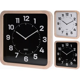 Reloj de pared de madera y fondo negro 40x40cm